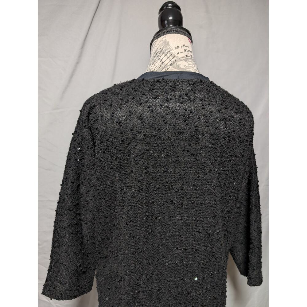 Apt. 9 Black Textured Sweater Open Front Cardigan Sequin Knit Women's Plus 0X - Picture 5 of 8
